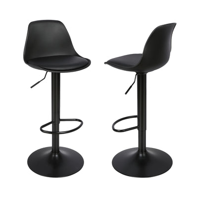 Tabouret de bar scandinave noir Visby (Lot de 4) | Coque moulée design, pivotant 360°, réglable 55 à 75 cm - vue 1