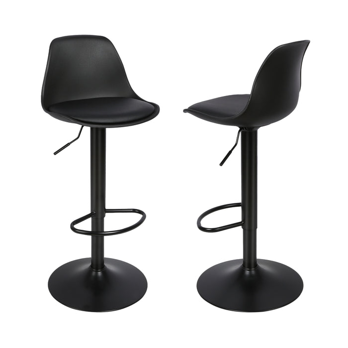 Tabouret de bar scandinave noir Visby (Lot de 4) | Coque moulée design, pivotant 360°, réglable 55 à 75 cm