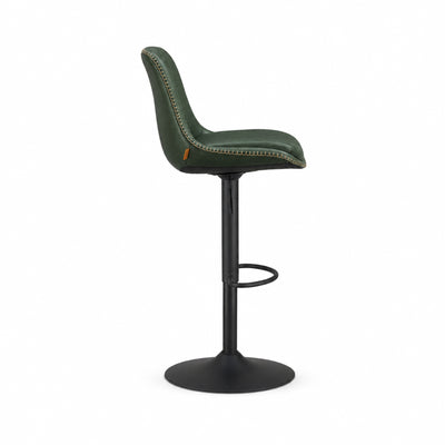 Tabouret de bar vert forêt Viborg (Lot de 2) | Simili-cuir matelassé surpiqué, pivotant 360°, réglable 62 à 84 cm - vue 3