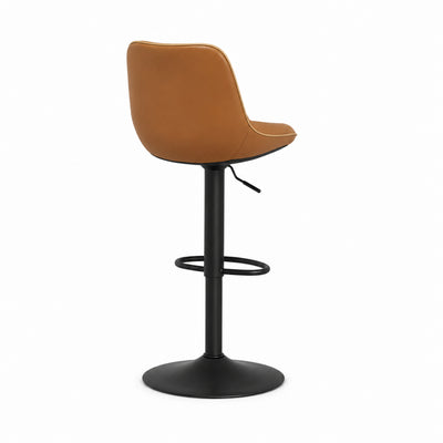Chaise de bar simili-cuir cognac Larvik (Lot de 4) | Dossier ergonomique, pivotante 360°, réglable 63 à 84 cm - vue 4