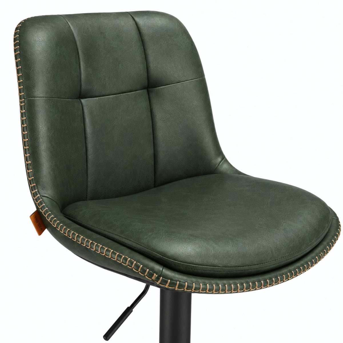 Tabouret de bar vert forêt Viborg (Lot de 2) | Simili-cuir matelassé surpiqué, pivotant 360°, réglable 62 à 84 cm gros plan