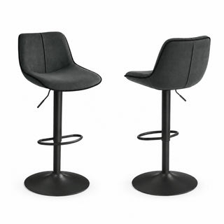 Tabouret de bar velours gris anthracite Boden (Lot de 2) | Coque enveloppante ergonomique, pivotant 360°, réglable 63 à 84 cm
