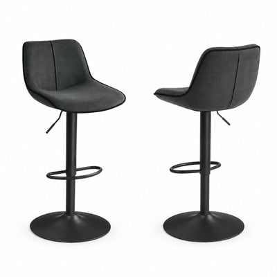 Tabouret de bar velours gris anthracite Boden (Lot de 2) | Coque enveloppante ergonomique, pivotant 360°, réglable 63 à 84 cm - vue 1