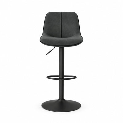 Tabouret de bar velours gris anthracite Boden (Lot de 2) | Coque enveloppante ergonomique, pivotant 360°, réglable 63 à 84 cm - vue 2