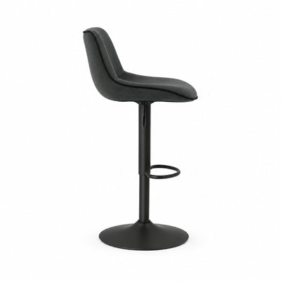 Tabouret de bar velours gris anthracite Boden (Lot de 2) | Coque enveloppante ergonomique, pivotant 360°, réglable 63 à 84 cm - vue 3