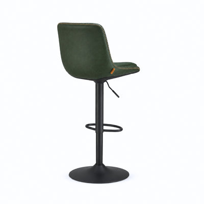 Tabouret de bar vert forêt Viborg (Lot de 2) | Simili-cuir matelassé surpiqué, pivotant 360°, réglable 62 à 84 cm - vue 4
